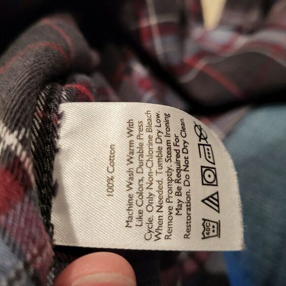 Eddie Bauer Slim Fit Button Up Heavy Weight Flannel Shirt Mens Size Tall Large - Picture 7 of 7